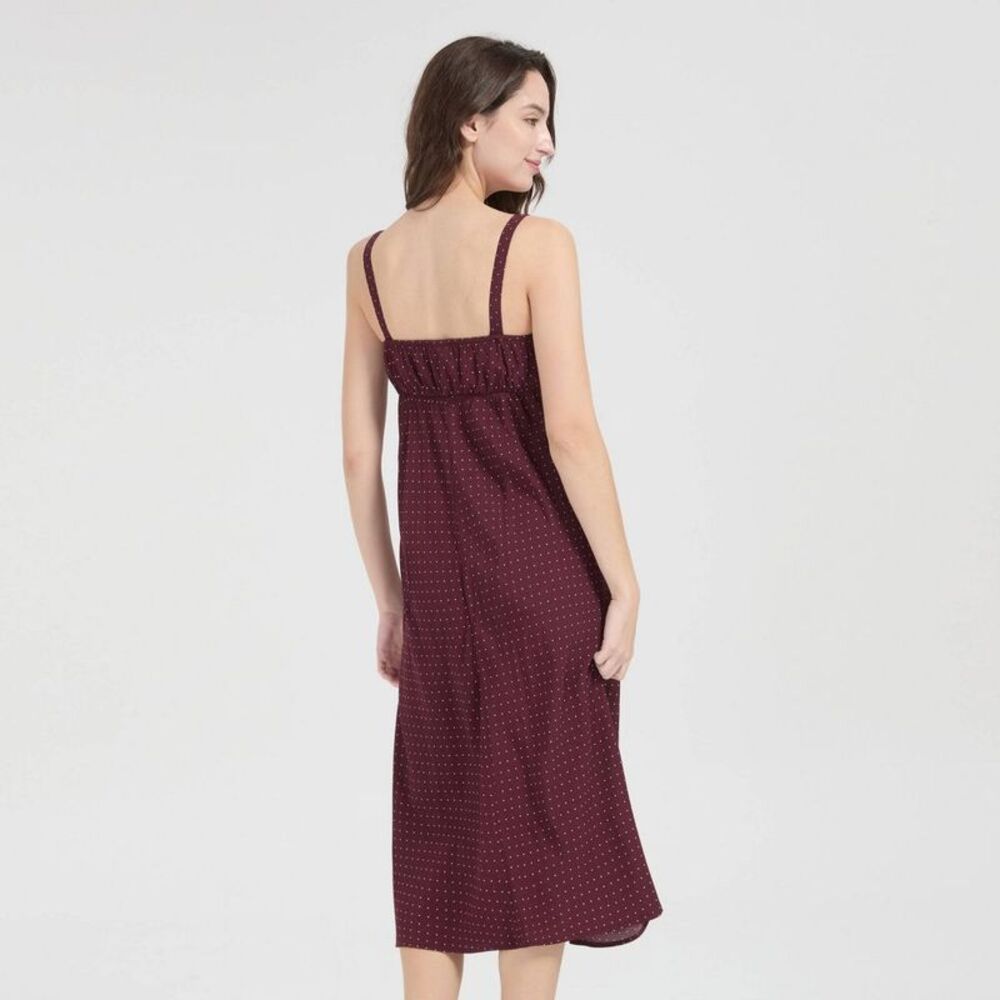 Women's Midi Empire Waist Dress - A New Day Berry Red Polka Dots L - Picture 2 of 4